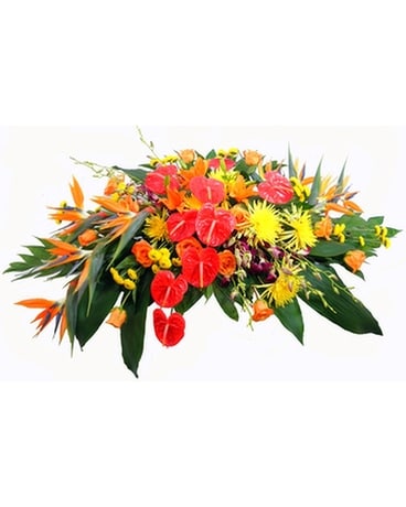 Tropical Paradise Casket Spray Flower Arrangement