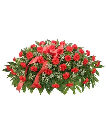 Timeless Traditions Red Carnation Casket Spray Flower Arrangement