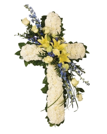 Faith Cross Standing Spray Sympathy Arrangement