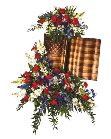 Military Flag Standing Spray Sympathy Arrangement