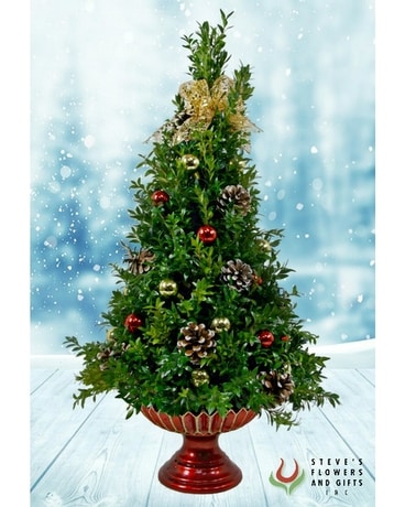 christmas tree flower arrangement