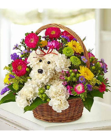 A-DOG-Able In A Basket Flower Arrangement