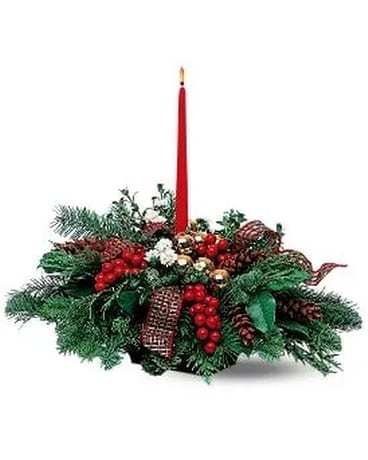 Single Candle Centerpiece Flower Arrangement