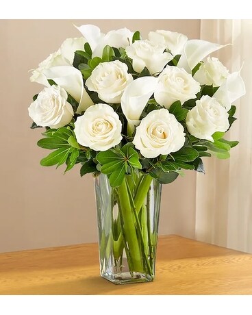 White Rose & Calla Lilies Flower Arrangement