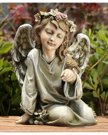 Angel Sitting with Bird Gifts