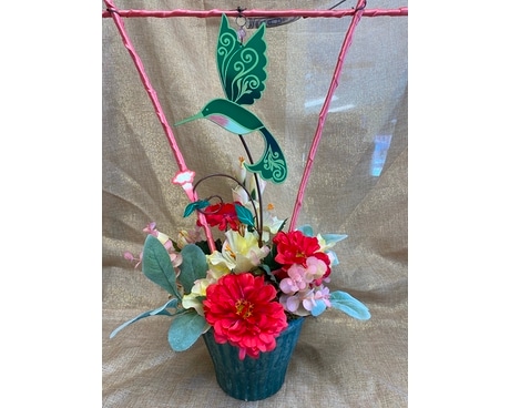 Coral & Yellow Hanging Hummingbird