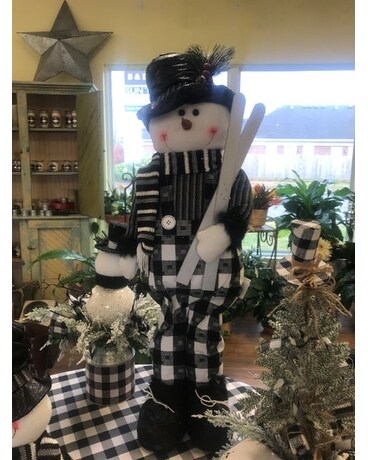 Buffalo Check - Snowman with Skis Flower Arrangement