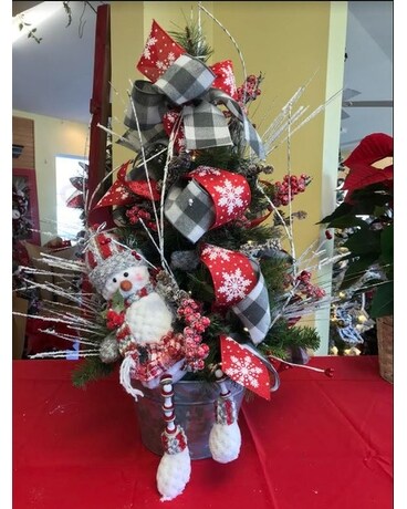 Snowman Tree Flower Arrangement