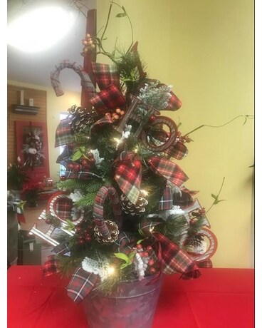 HoHoHo Plaid Tree Flower Arrangement
