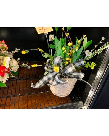 White Tulip Basket Flower Arrangement