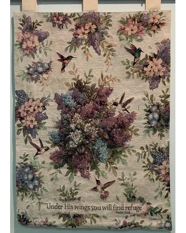 Hummingbird and floral tapestry Sympathy Arrangement