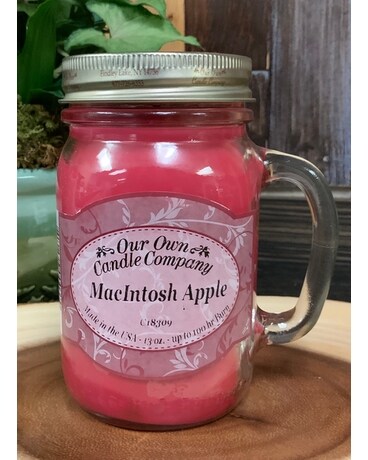 Large mason jar 13oz size,  inches height and  inches wide.