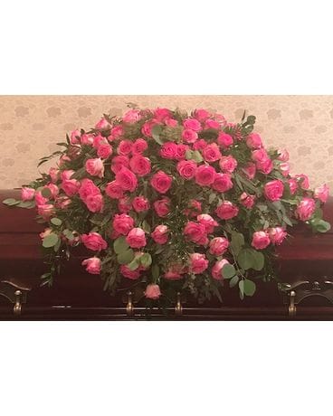 Legacy’s deluxe pink rose spray Funeral Casket Spray Flowers
