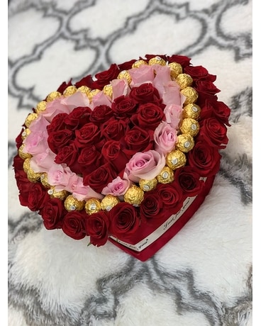 Heart-Shaped Box BLUSH Flower Arrangement