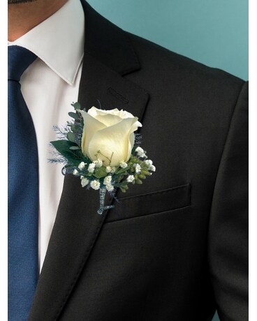 Standard White Rose Boutonniere Boutonniere
