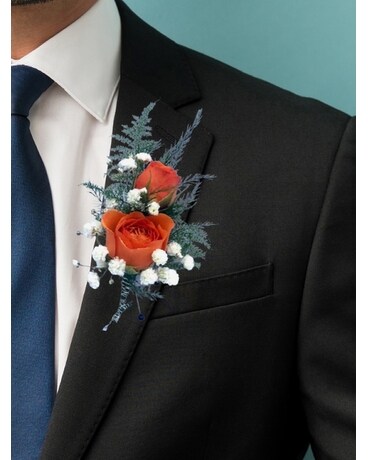 Double Orange Sweethert Rose Boutonniere Boutonniere