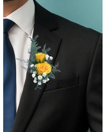 Double Yellow Sweetheart Rose Boutonniere Boutonniere
