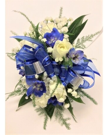 White and Blue Wrist Corsage Corsage