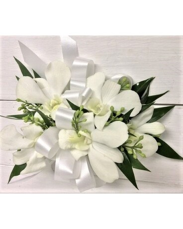 White Dendrobium Orchid Wrist Corsage Corsage