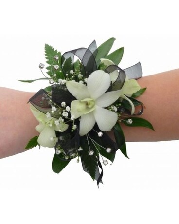 White Orchid and Crystal Wrist Corsage Corsage