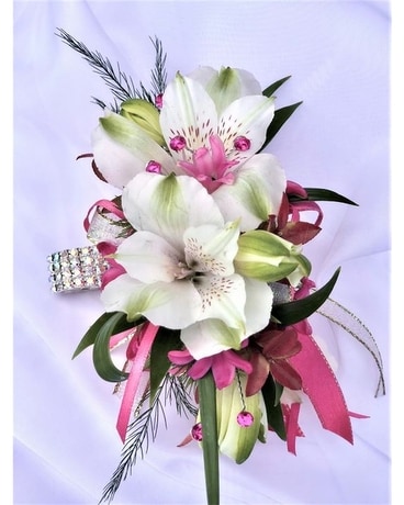 White Alstroemeria Wrist Corsage Corsage