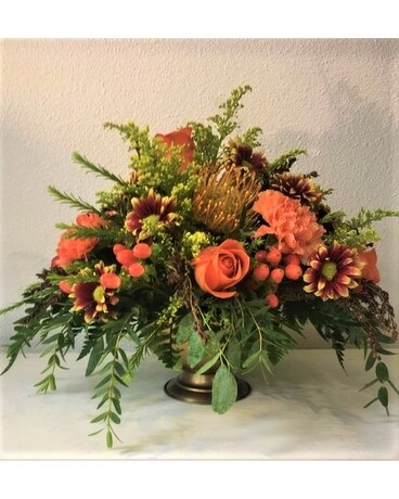Potomac's Warm Sunset Centerpiece Flower Arrangement