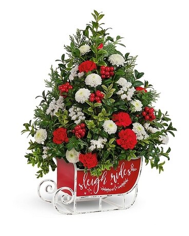 Potomac's Santa's Sleigh Tree Flower Arrangement