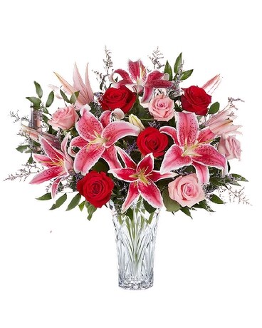 Potomac's Blushing Rose & Lilly Flower Arrangement