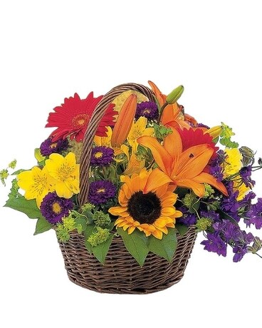Potomac's Burst of Color's Basket Flower Arrangement