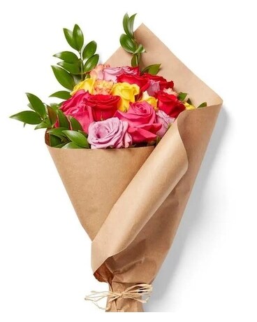 Rainbow Rose Bouquet Flower Arrangement