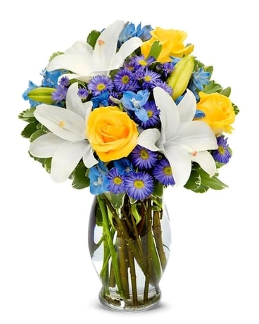 Big Bright Blue Skies Flower Arrangement