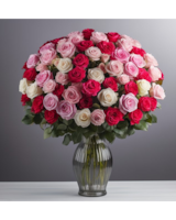 100 Long Stem Pink & Red Roses size,  inches height and  inches wide.