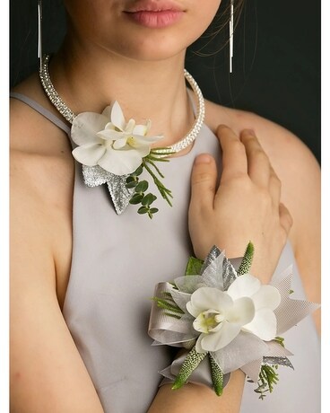 White Prom Wrist Corsage Flower Arrangement