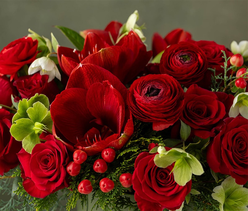 Red Amaryllis and Spray Roses Bouquet