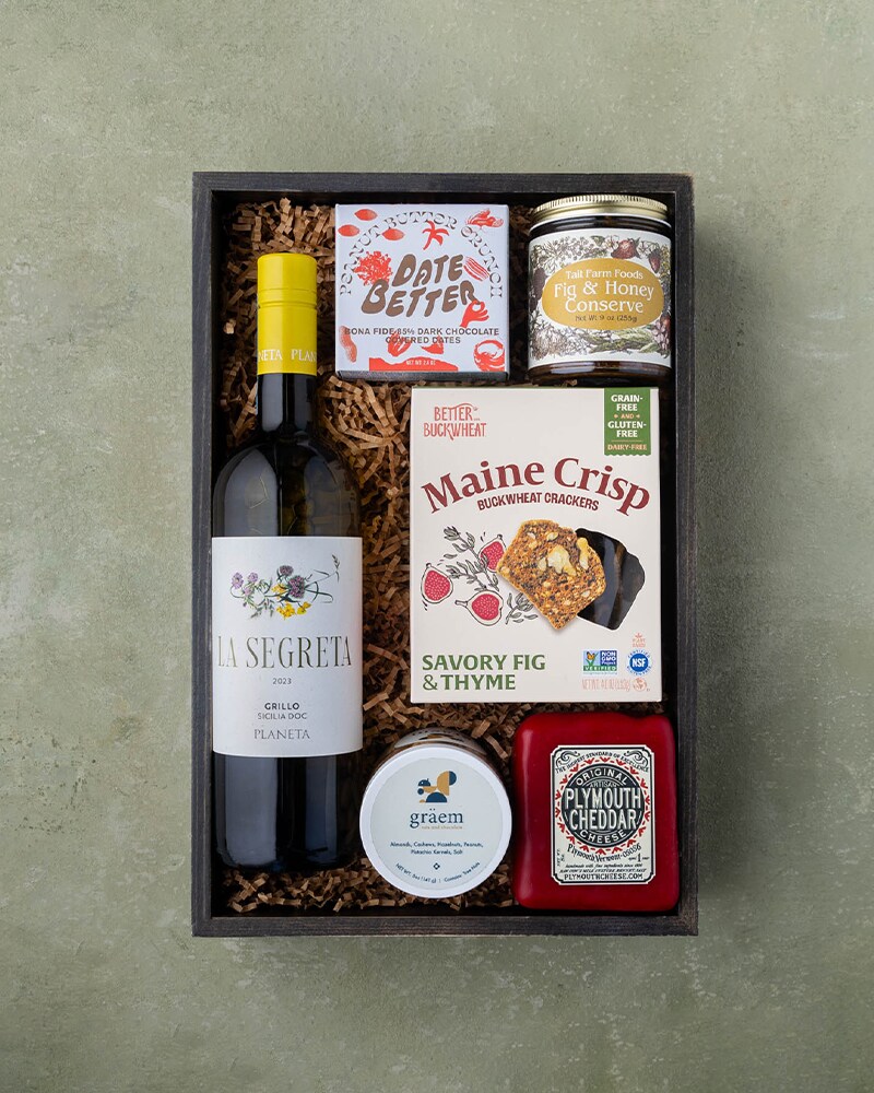 White Wine Crate Gift Basket