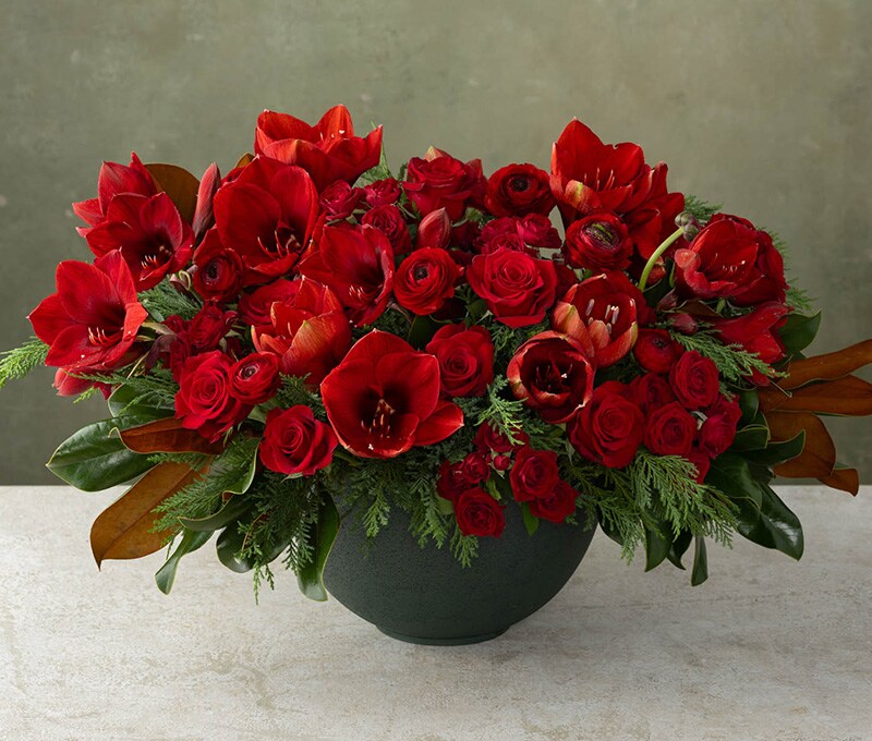 Amaryllis and Roses Flower Bouquet
