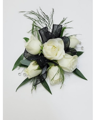 Black and Silver Rose Corsage Corsage