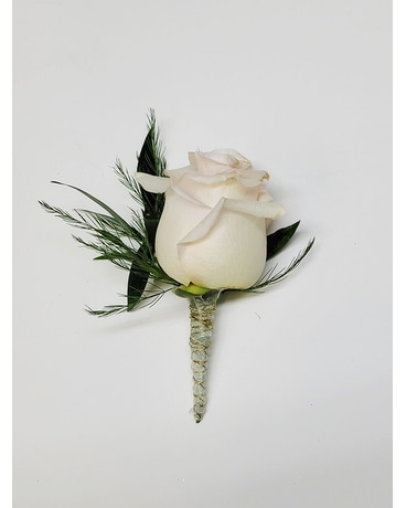 Blush Rose Boutonniere with ivory and gold stem Boutonniere
