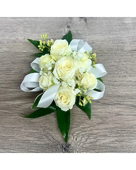 slim fit dress slacks Emerald Corsage And Boutonniere – flower arrangement | Las Vegas, NV main image 0