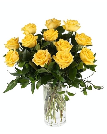 Classic Premium Dozen Yellow Roses Flower Arrangement