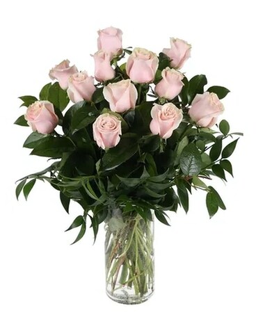 Classic Premium Dozen Light Pink Roses Flower Arrangement