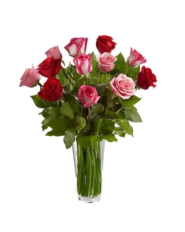 Red & Pink Roses Flower Arrangement