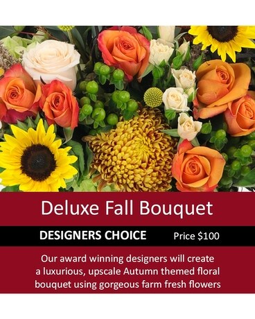 Designers Choice Fall Standard Deluxe Flower Arrangement