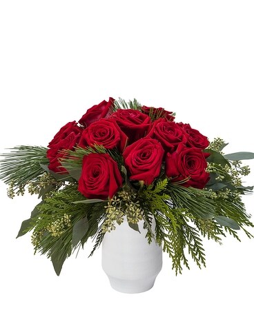 Red Rose Christmas Flower Arrangement