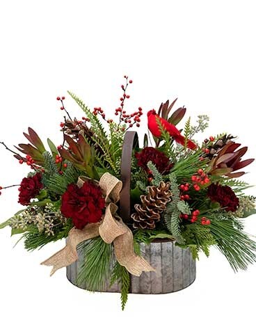 Christmas Cardinal Flower Arrangement
