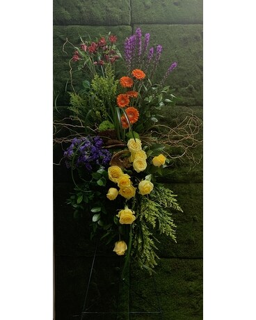 Mixed Color Modern Standing Spray Flower Arrangement