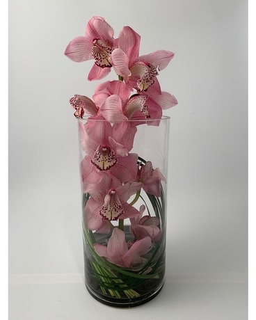 Cymbidium Inside Glass Flower Arrangement