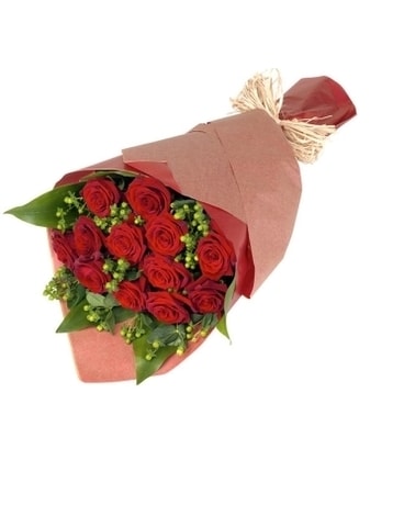 Wrapped Dozen Roses Flower Arrangement