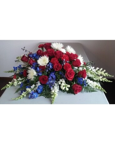 Designer Patriot Tribute Funeral Casket Spray Flowers