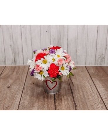 Sweetheart Tin Flower Arrangement